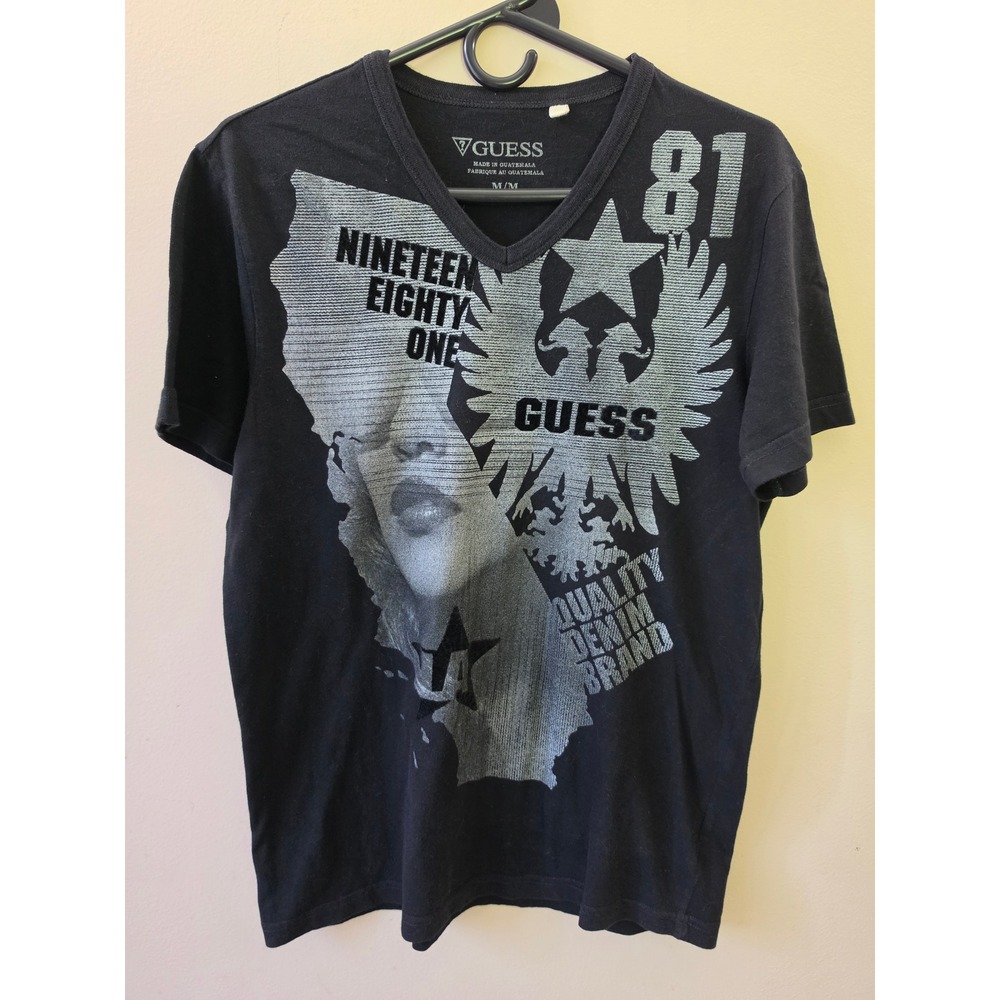 Men's Guess Los Angeles Mens Black Graphic Skull Palm Diamond T-Shirt Medium - Picture 9 of 11